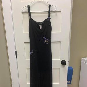 Bari Jay Semi Formal Maxi Dress Embelished with Butterfly Applique
